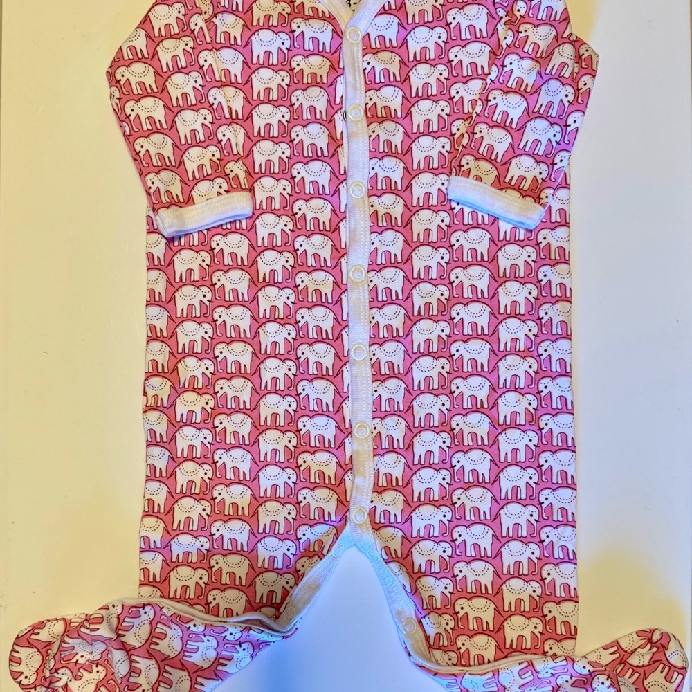 Roller Rabbit Pink Elephant Kids Footie
